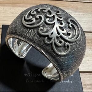 Vintage Silpada Matte Filigree Sterling Silver Rythmic Wave Cuff Bracelet B1866